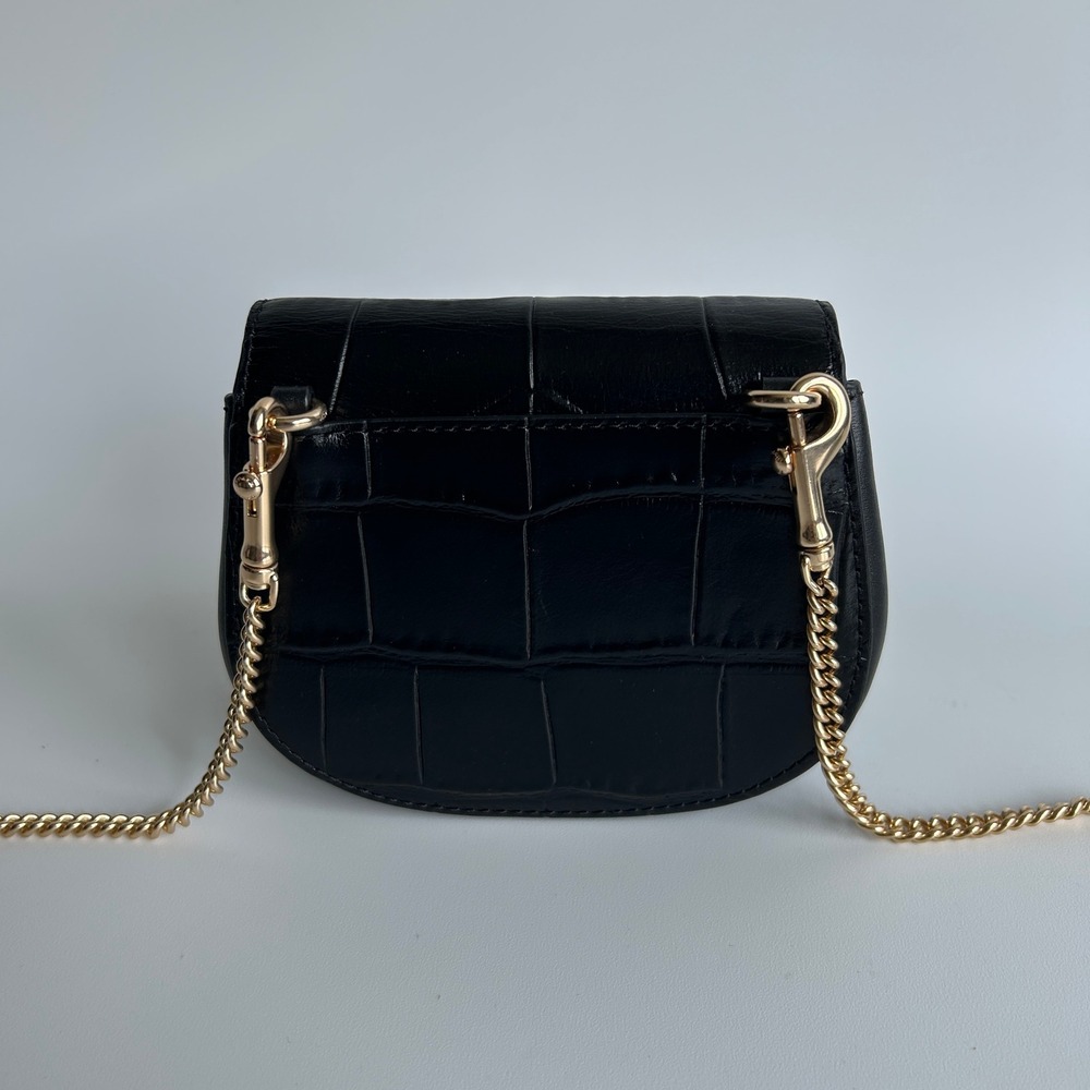 Coach Morgan Mini Wallet Card Case on a Chain Black Croc Embossed Leather CN379 - Picture 3 of 10